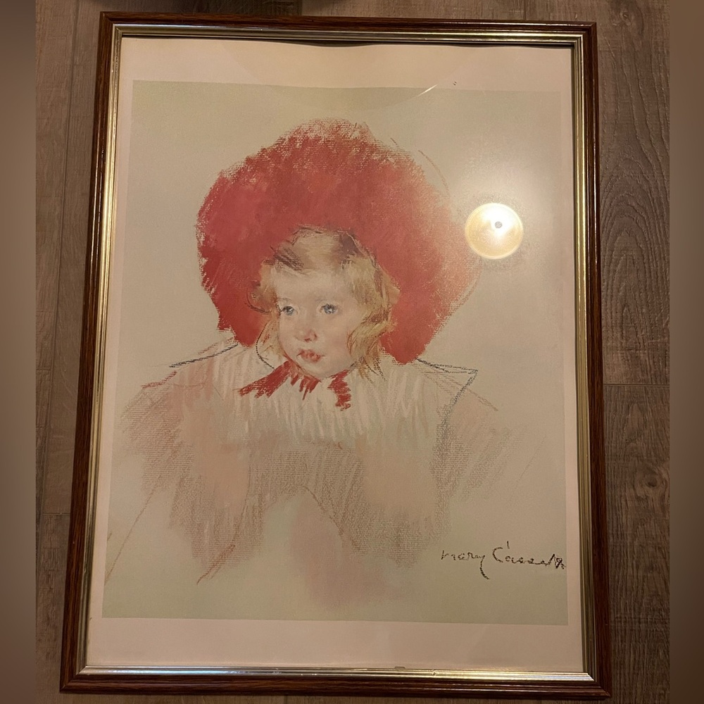 Mary Cassatt Vintage Print "Child with Red Hat" 1960's 25 1/4 X 19 1/4.